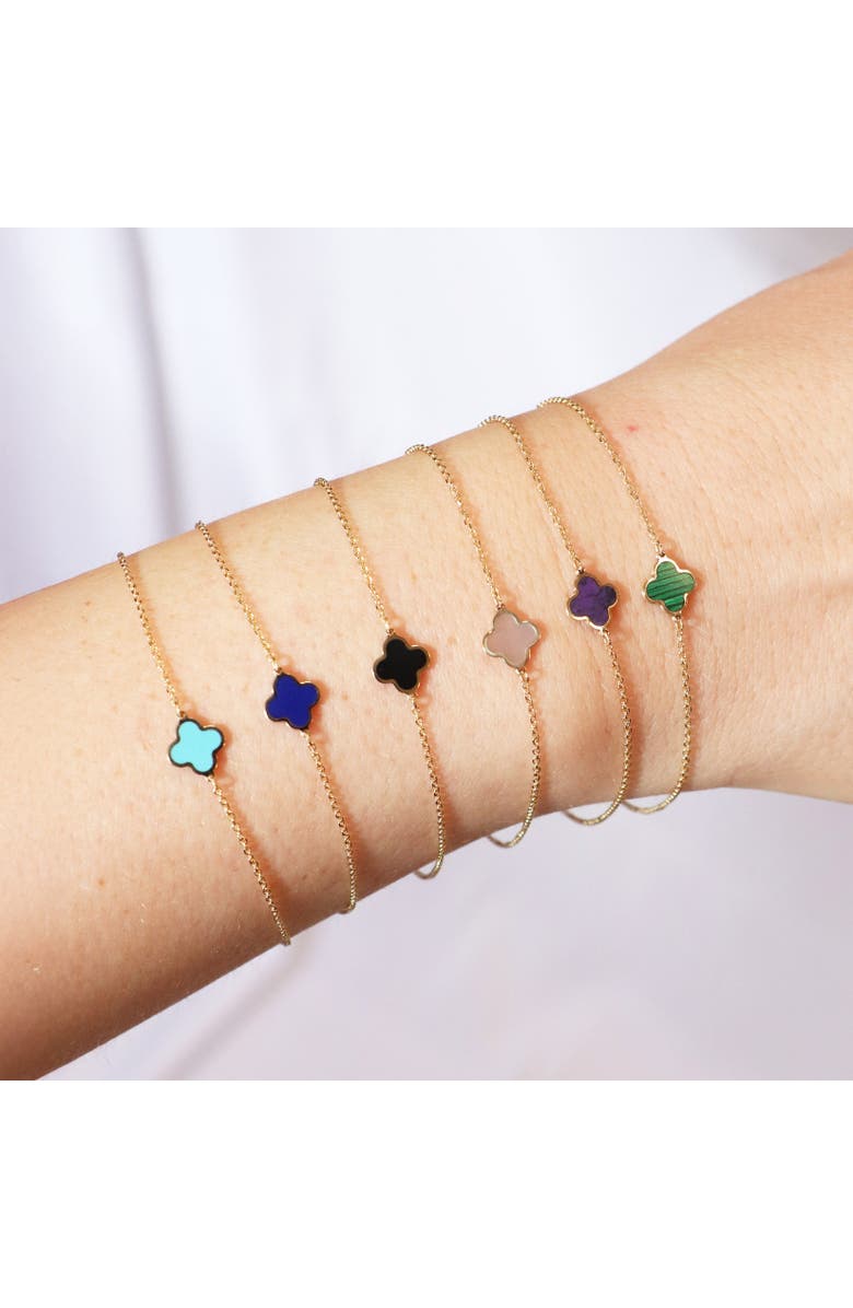 The Lovery Fine Jewelry Mini Lapis Single Clover Bracelet, Alternate, color, Lapis