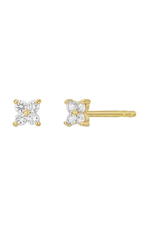 Icon 18K Yellow Gold Diamond Cluster Stud Earrings