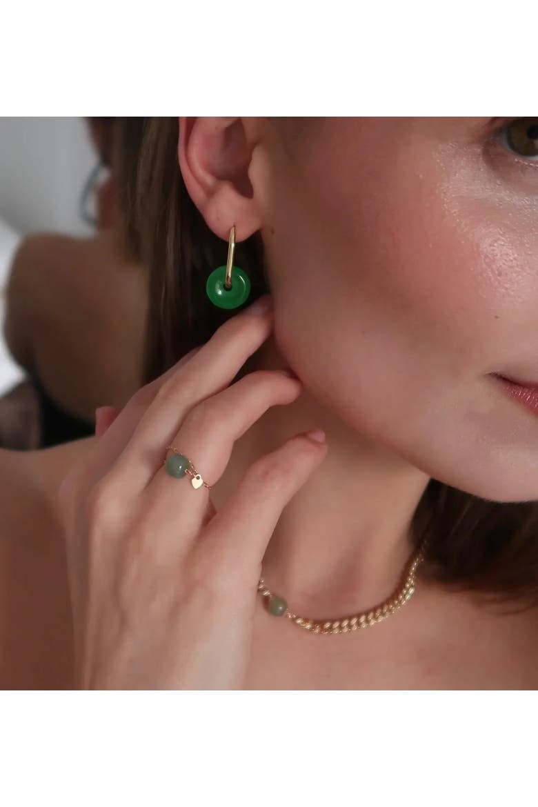 Willow Green jade stone hoop earrings, Alternate, color, Bright green
