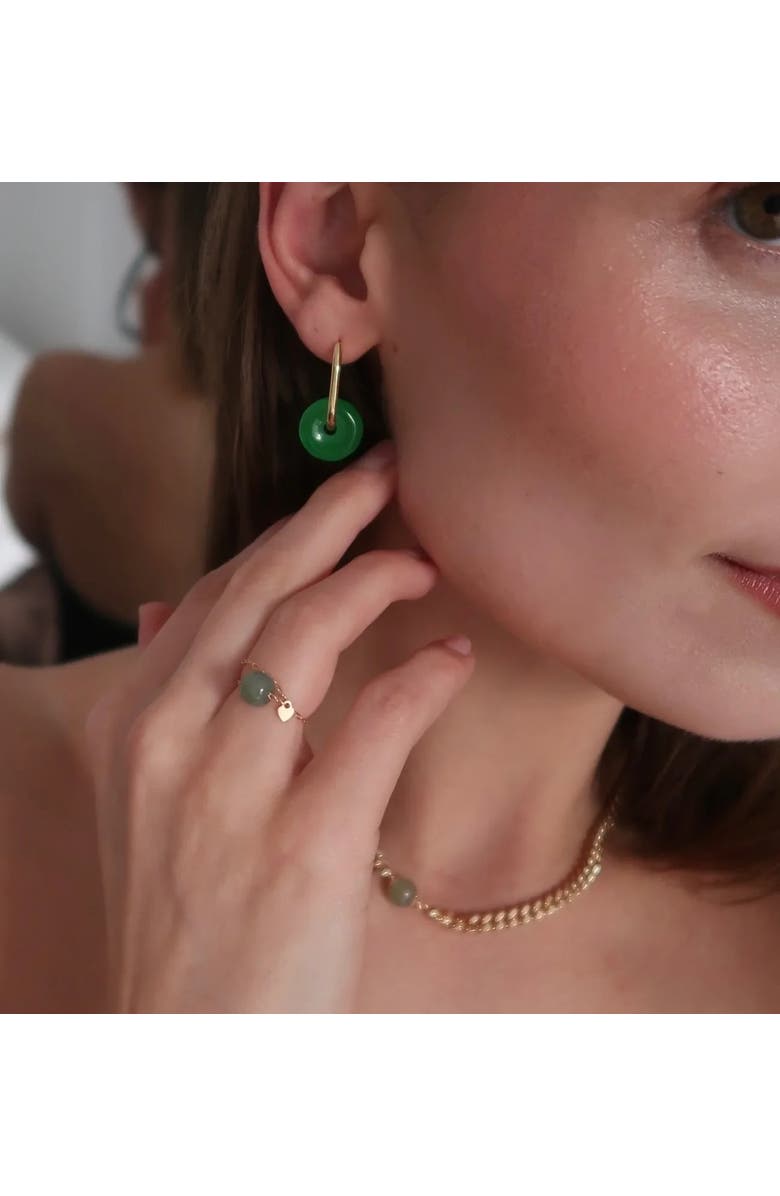 seree Willow Green jade stone hoop earrings, Alternate, color, Bright Green