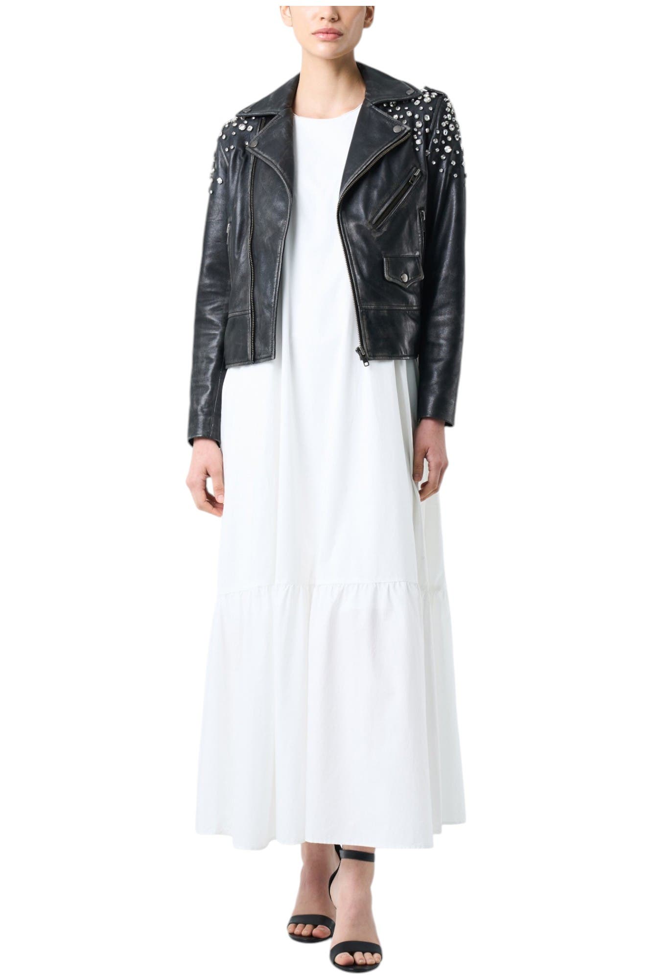 white dress black leather jacket 5 Things I Wish Brands Knew // White Dress + Leather Jacket  Esther Santer