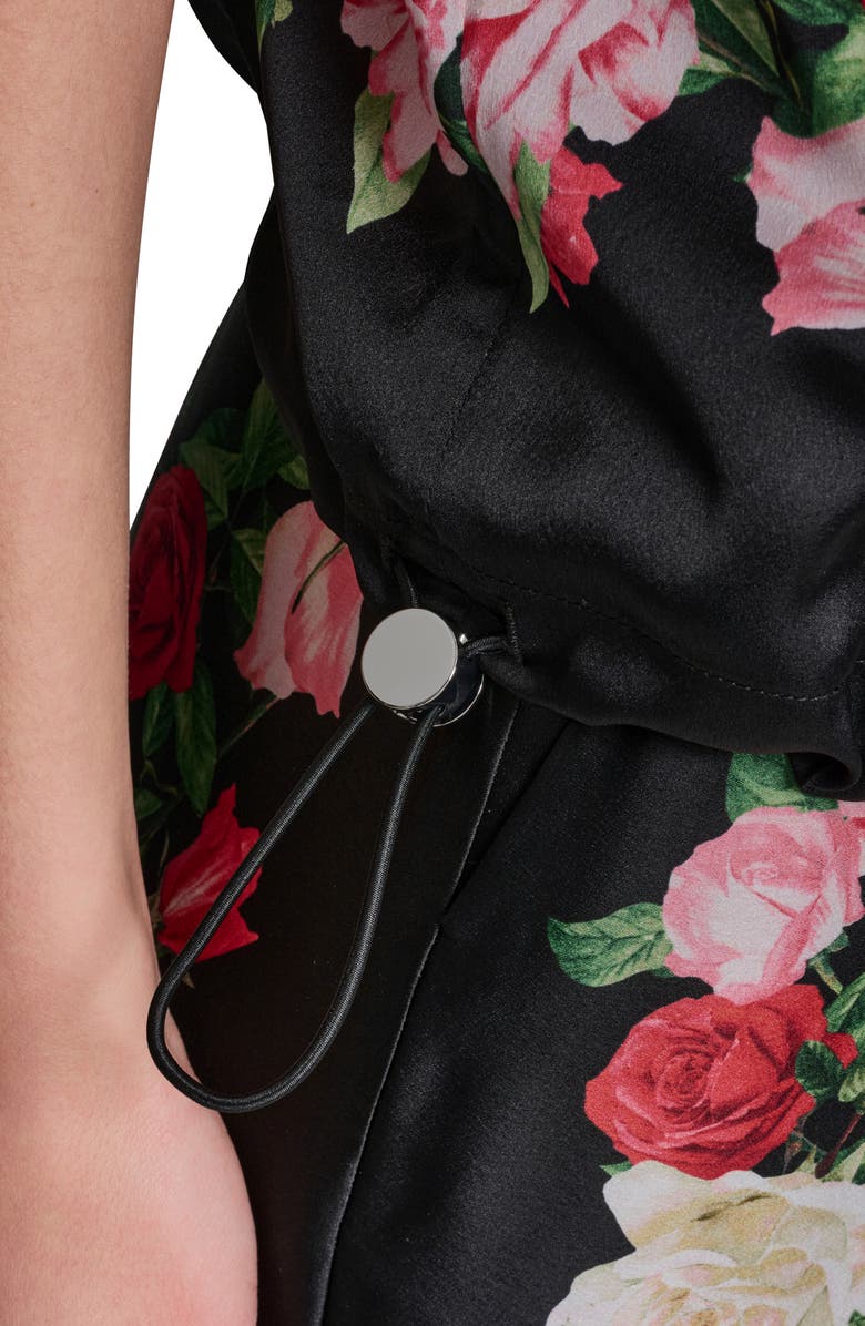 KARL LAGERFELD PARIS Rose Print Button-Up Shirt, Alternate, color, Black Multi