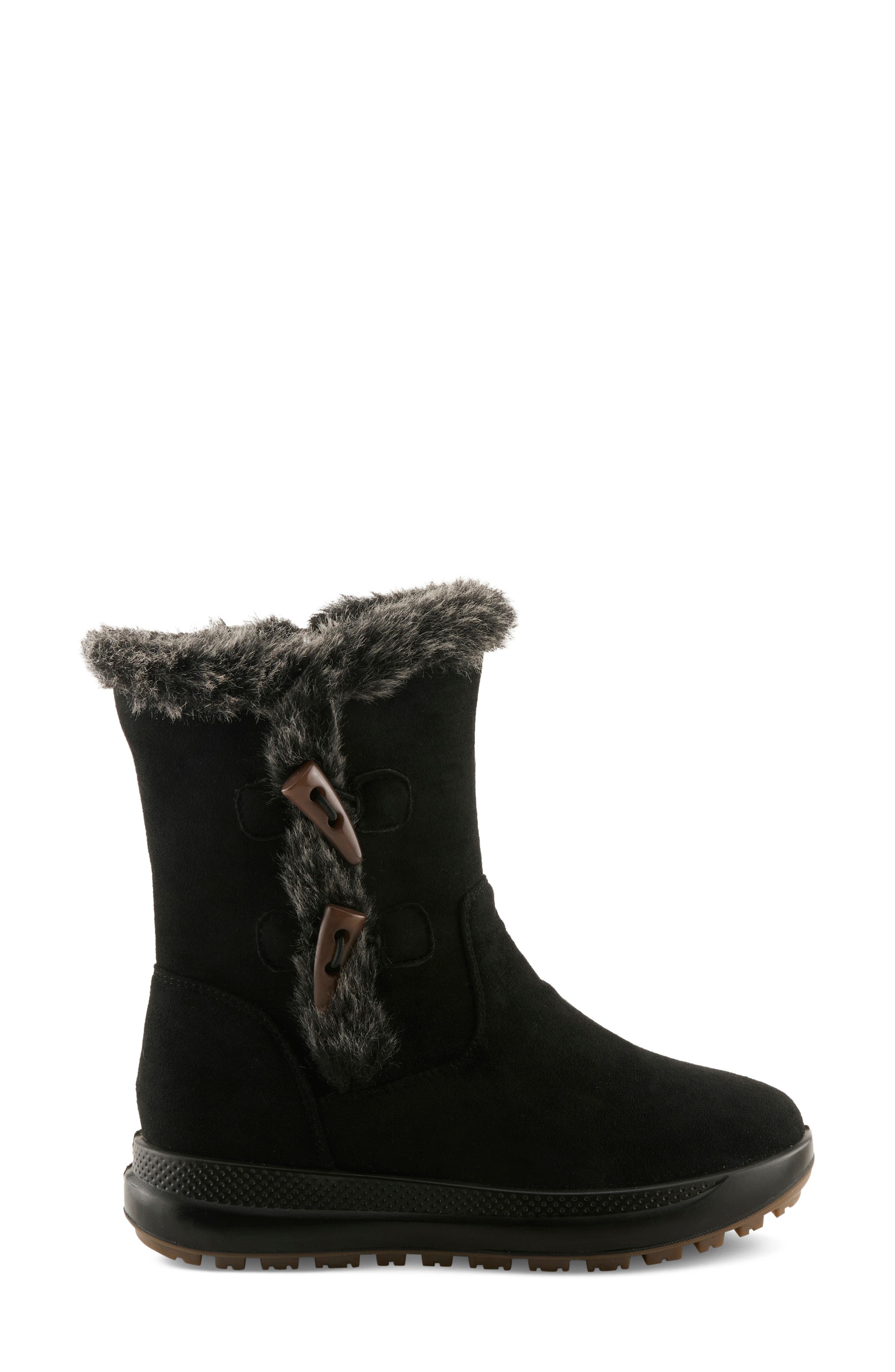 Galoshe Water Resistant Faux Fur Bootie, Alternate, color, BLACK