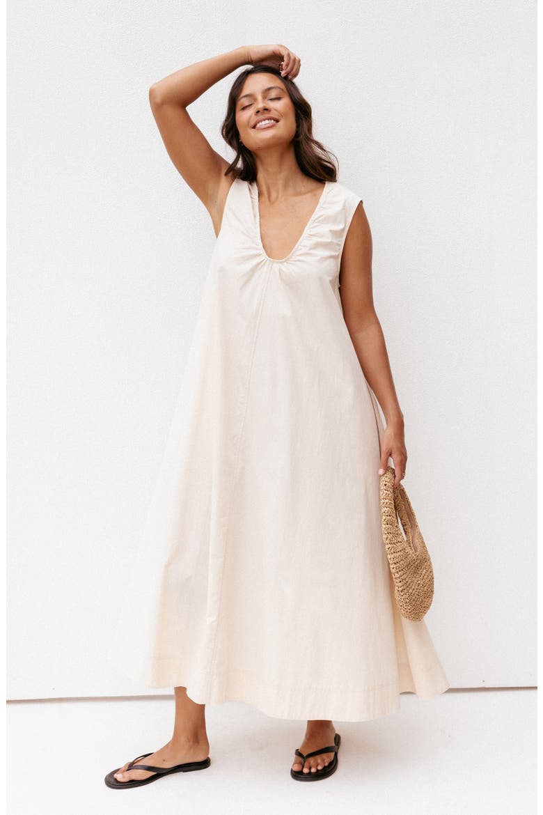 Laurita Cotton Maxi Dress, Alternate, color, OATMEAL