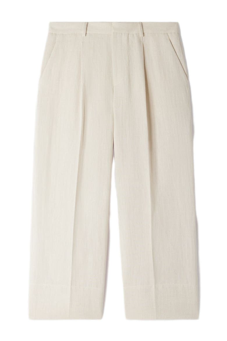 Wide-leg cotton linen trousers, Alternate, color, Ecru