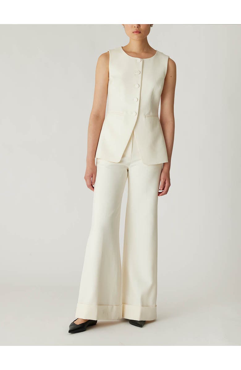 Rebecca Taylor Refined Suiting Button Front Vest, Main, color, Cream