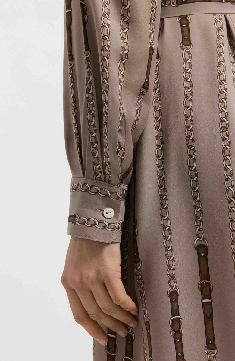 Foxcroft Fiona Chain Stripe Belted Shirtdress, Alternate, color, Brown Multi