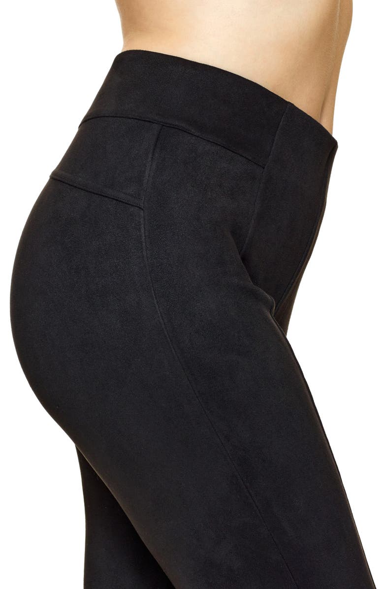 Hue High Waist Faux Suede Straight Leg Pants, Alternate, color,