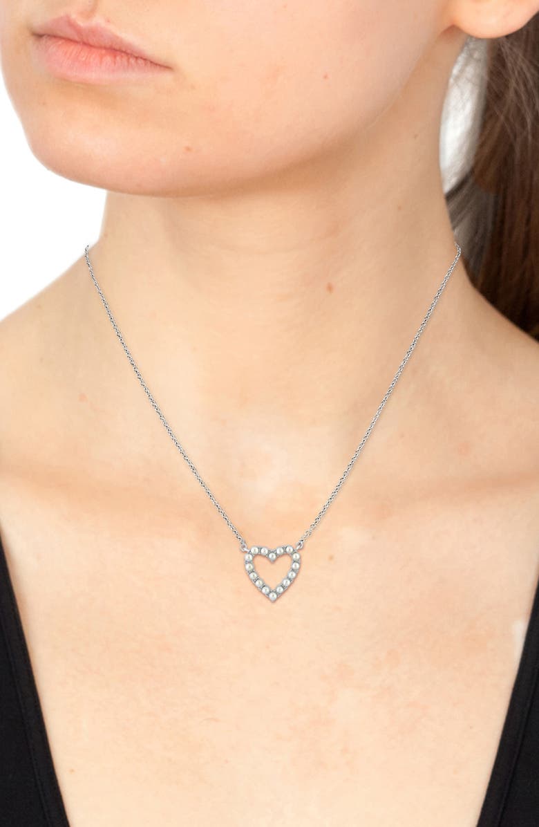 EFFY Sterling Silver Cultured pearl Heart Pendant Necklace, Alternate, color, 