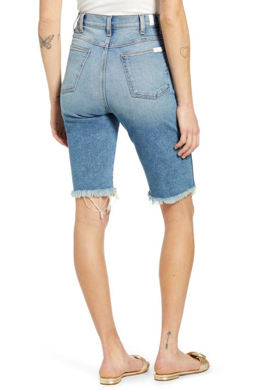7 For All Mankind High Waist Cutouff Denim Bermuda Shorts In Multi