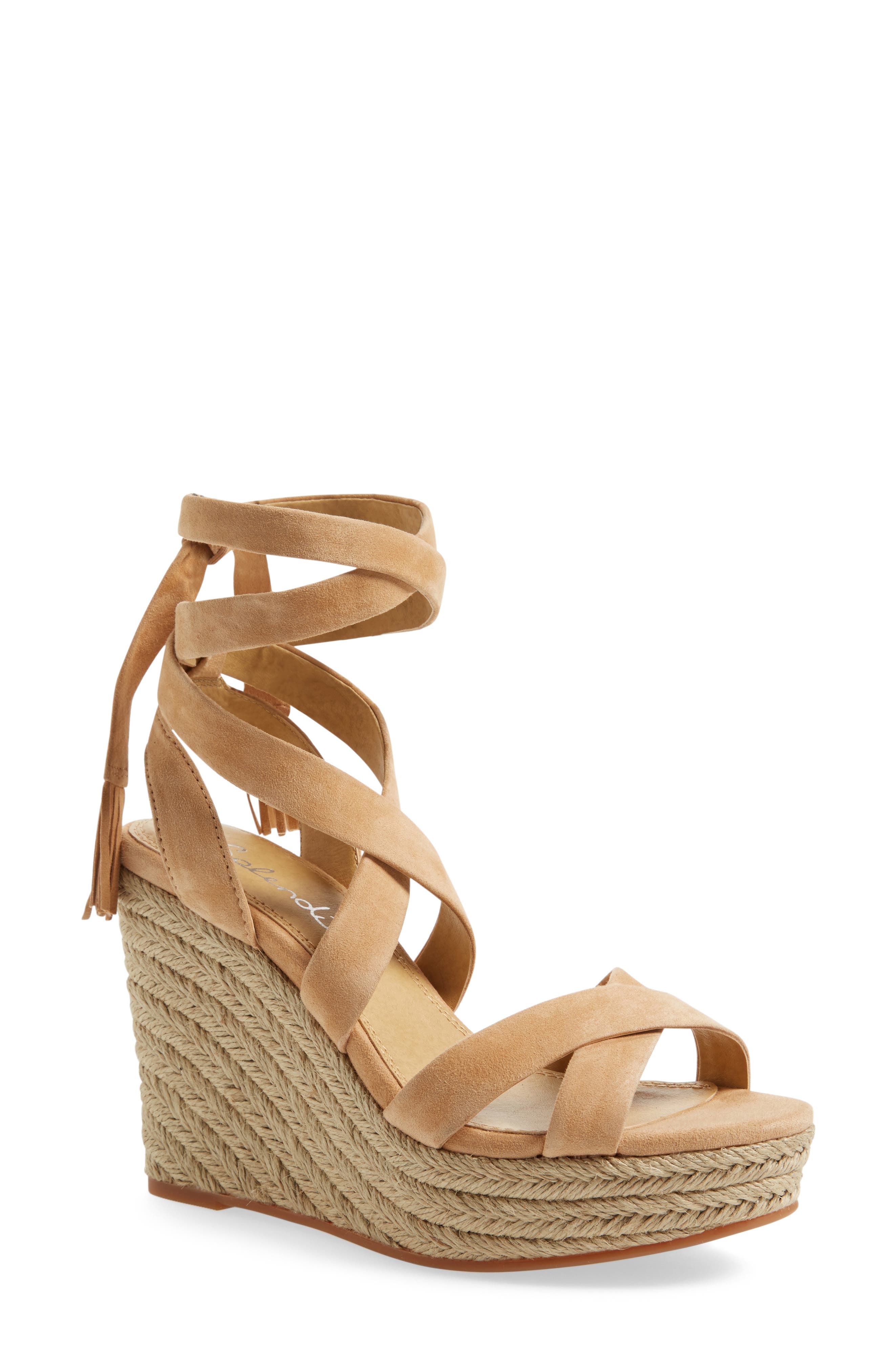 Janice Espadrille Wedge Sandal, Main, color, NUDE SUEDE