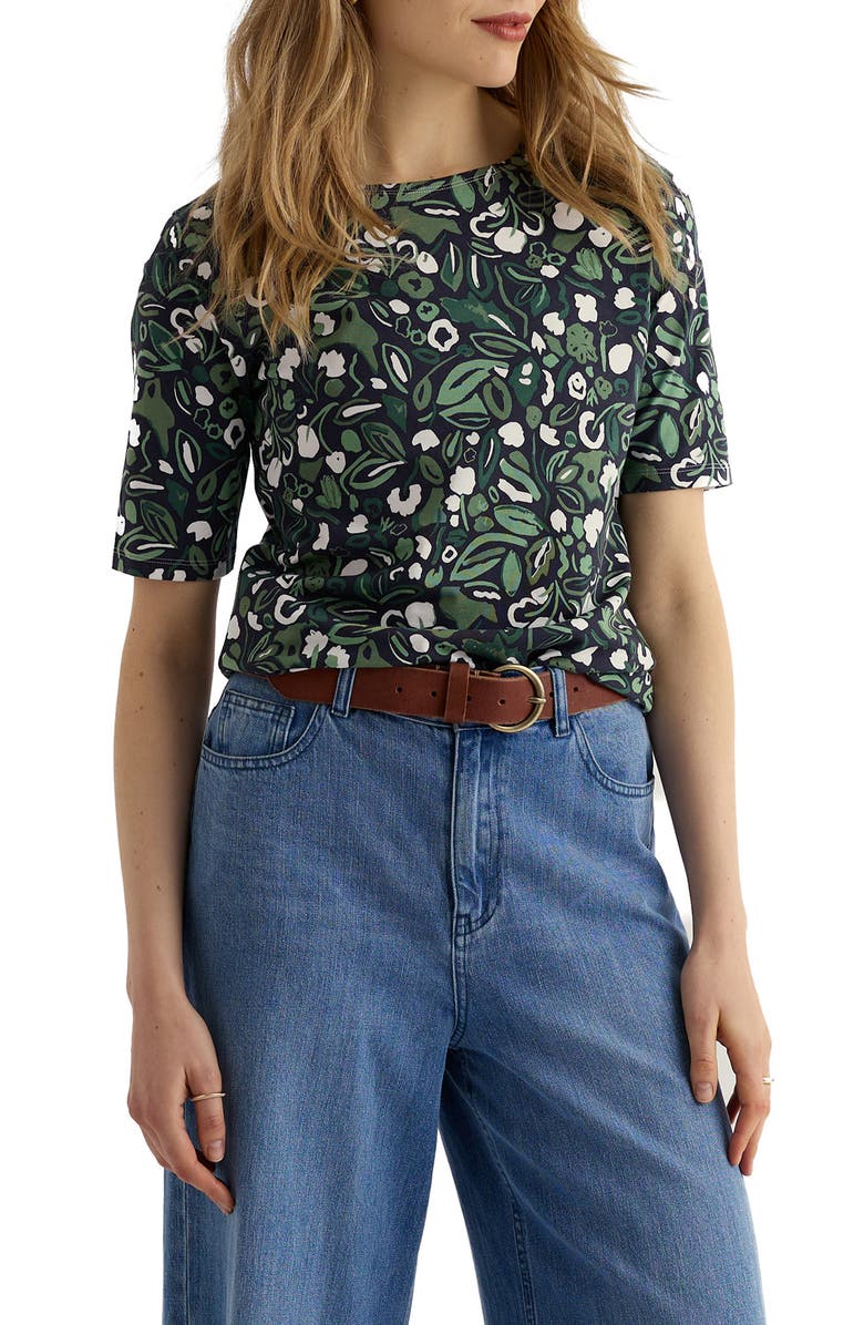 Seasalt Cornwall Poisson Print Organic Cotton T-Shirt, Main, color, Garden Plants Inkwell