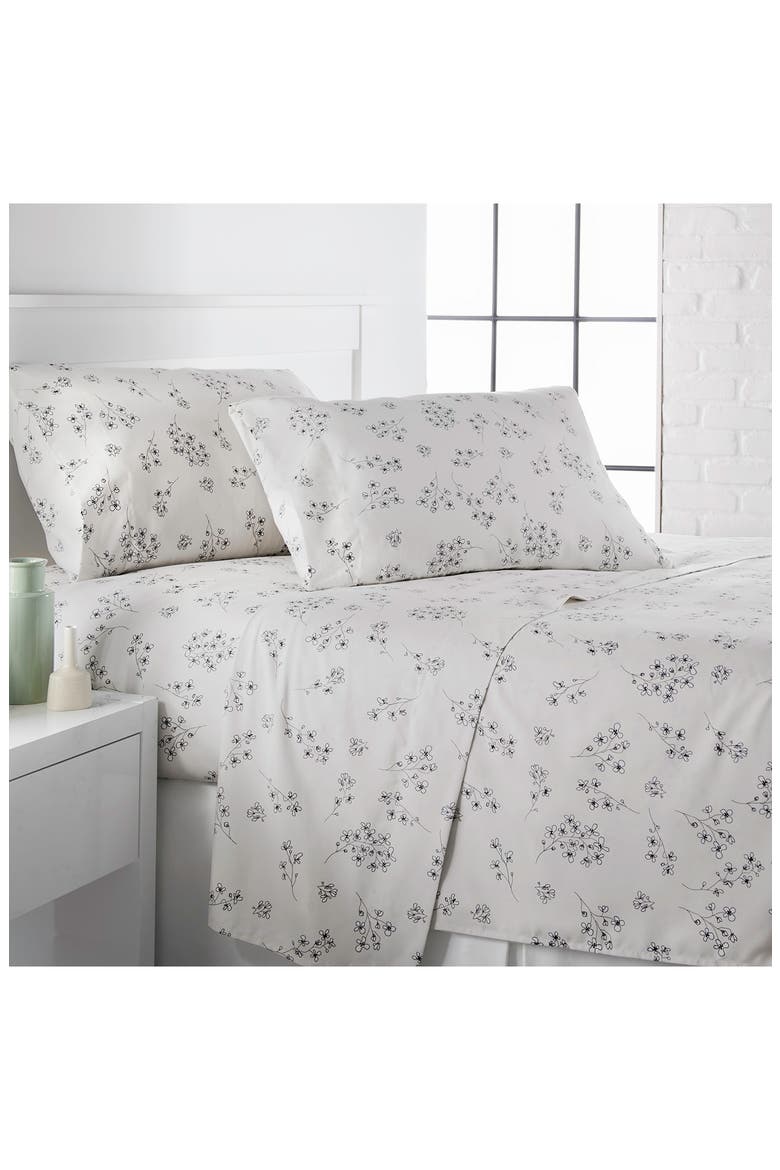 Premium Collection Printed Deep Pocket Sweet Flowers Sheet Set, Main, color, GRAY