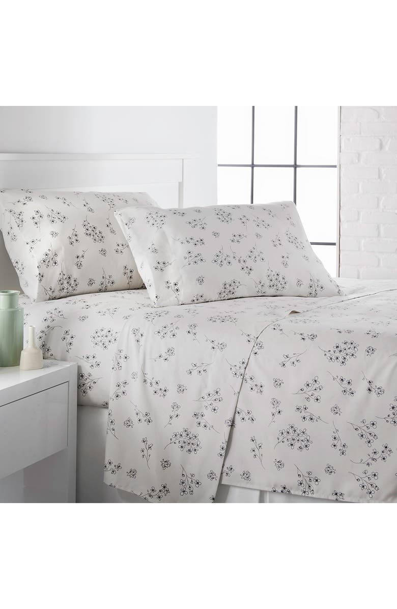 SOUTHSHORE FINE LINENS Premium Collection Printed Deep Pocket Sweet Flowers Sheet Set, Main, color, Gray