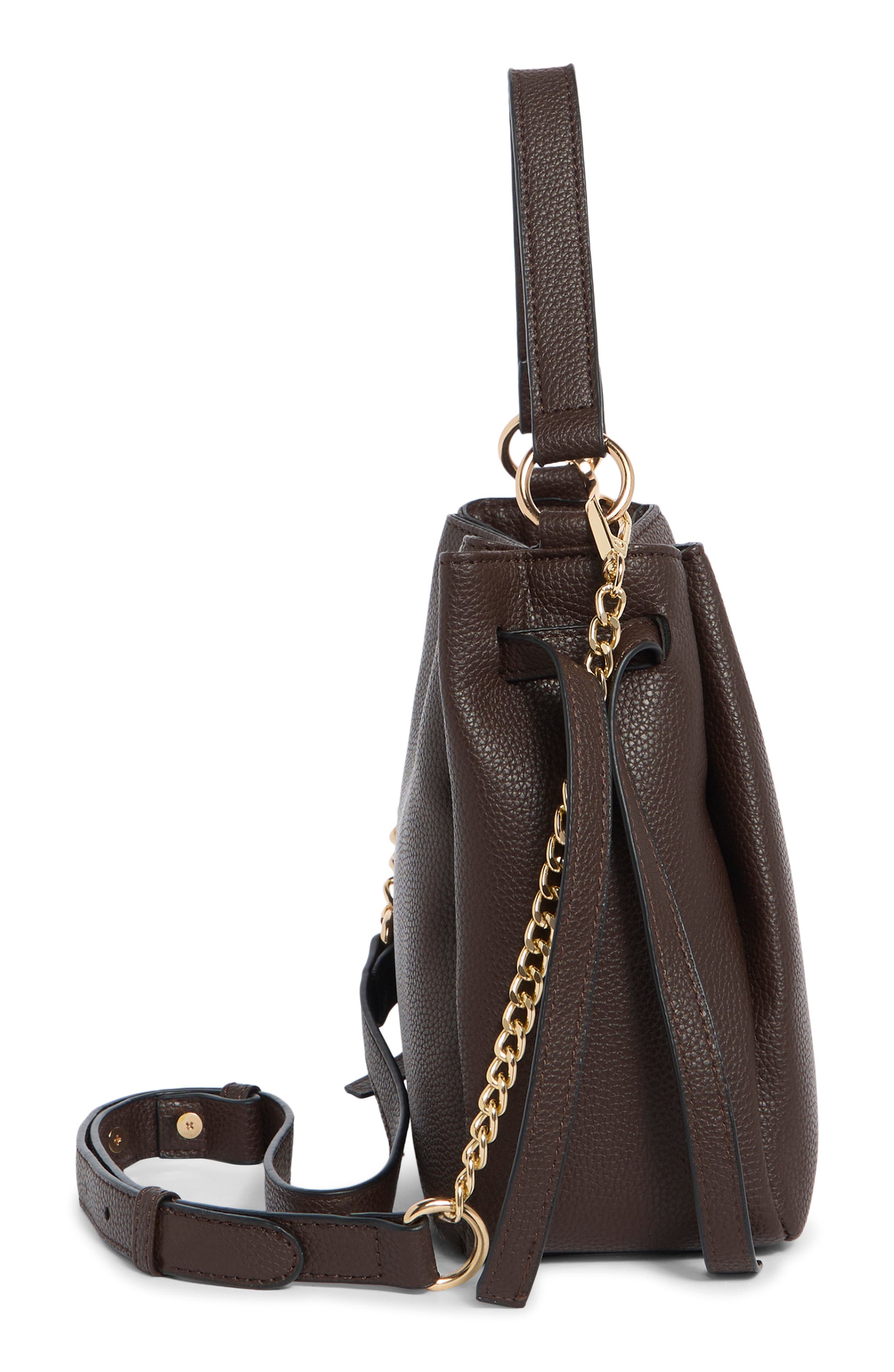 Pebble Faux Leather Crossbody Bag, Alternate, color, BROWN