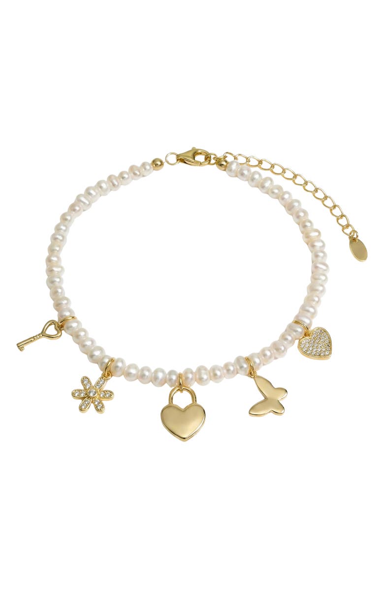 ARGENTO VIVO Faux Pearl Charm Bracelet, Main, color, Gold