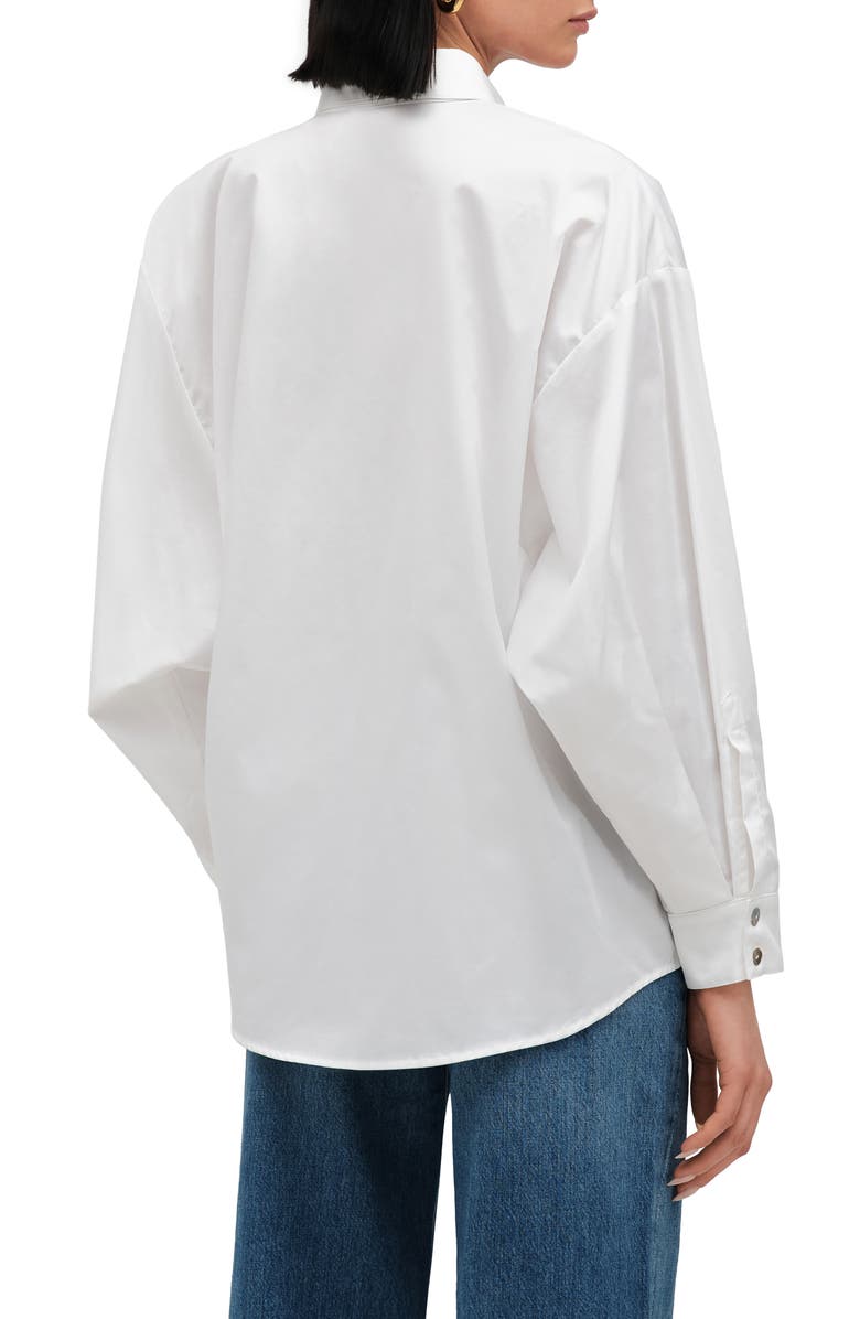 Two Lines by Marcella Lima Cotton Poplin Button-Up Shirt, Alternate, color, Optic White