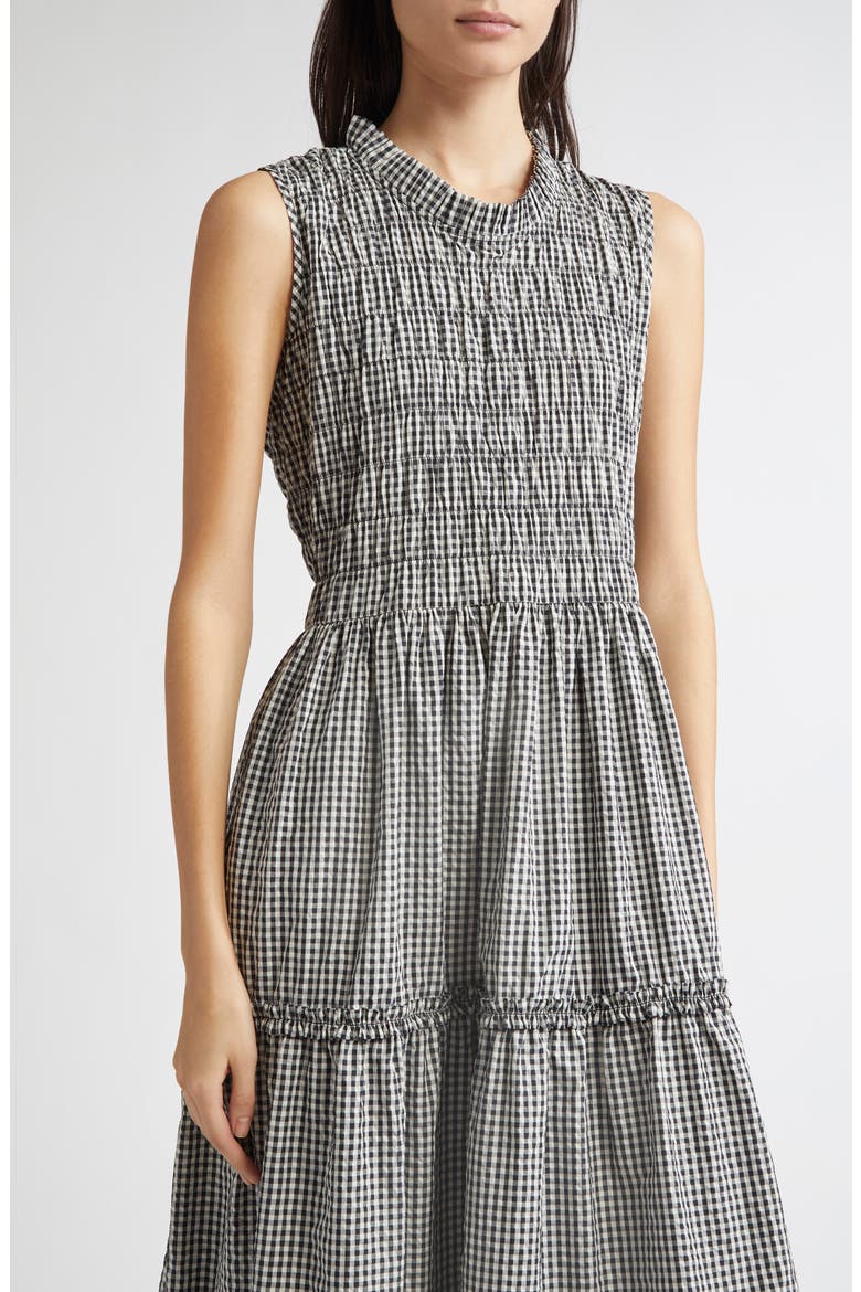 Gender Inclusive Scout Smocked Gingham Midi Dress, Alternate, color, BLACK GINGHAM