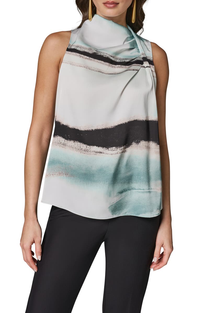 Donna Karan New York Abstract Print Drape Shoulder Tank, Main, color, 