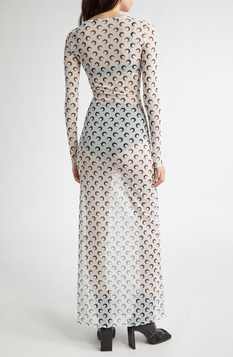 Marine Serre Moon Print Sheer Long Sleeve Mesh Dress, Alternate, color,