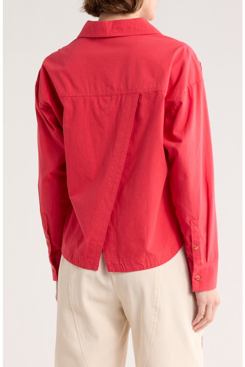 Long Sleeve Poplin Button-Up Shirt, Alternate, color, WASHED RED