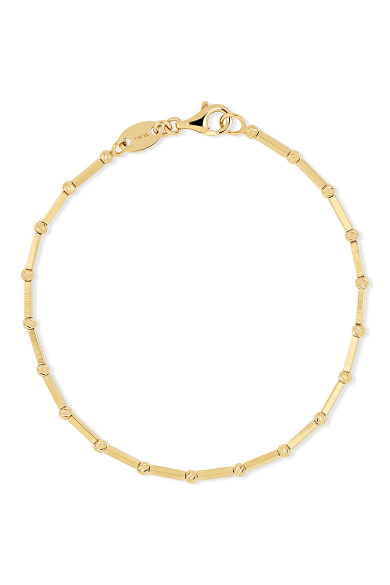 14K Gold Beaded Chain Bracelet, Main, color, 14K YELLOW GOLD