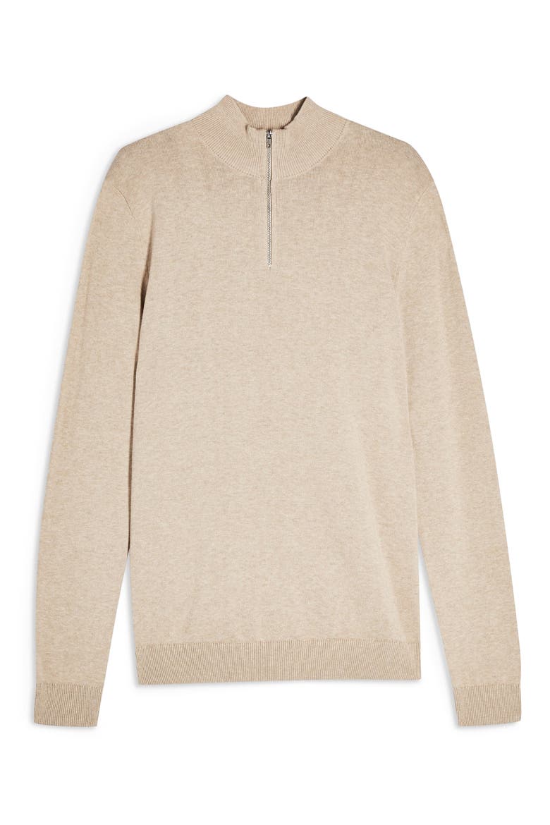 Classic Fit Quarter-Zip Mock Neck Sweater, Alternate, color, STONE