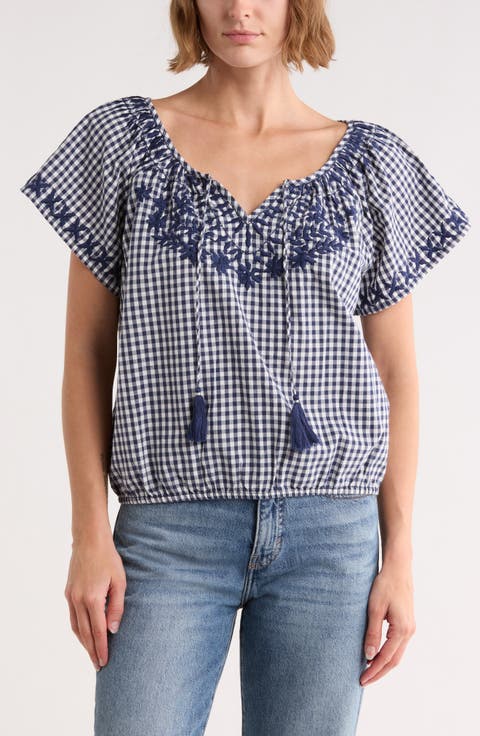 Gingham Short Sleeve Cotton Top