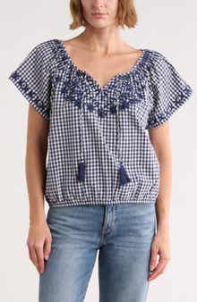 Gingham Short Sleeve Cotton Top