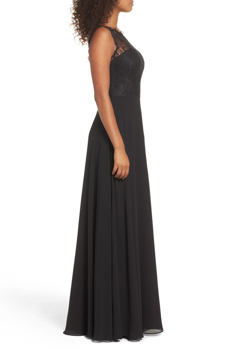 Hayley Paige Occasions Lace & Chiffon A-Line Gown, Alternate, color,