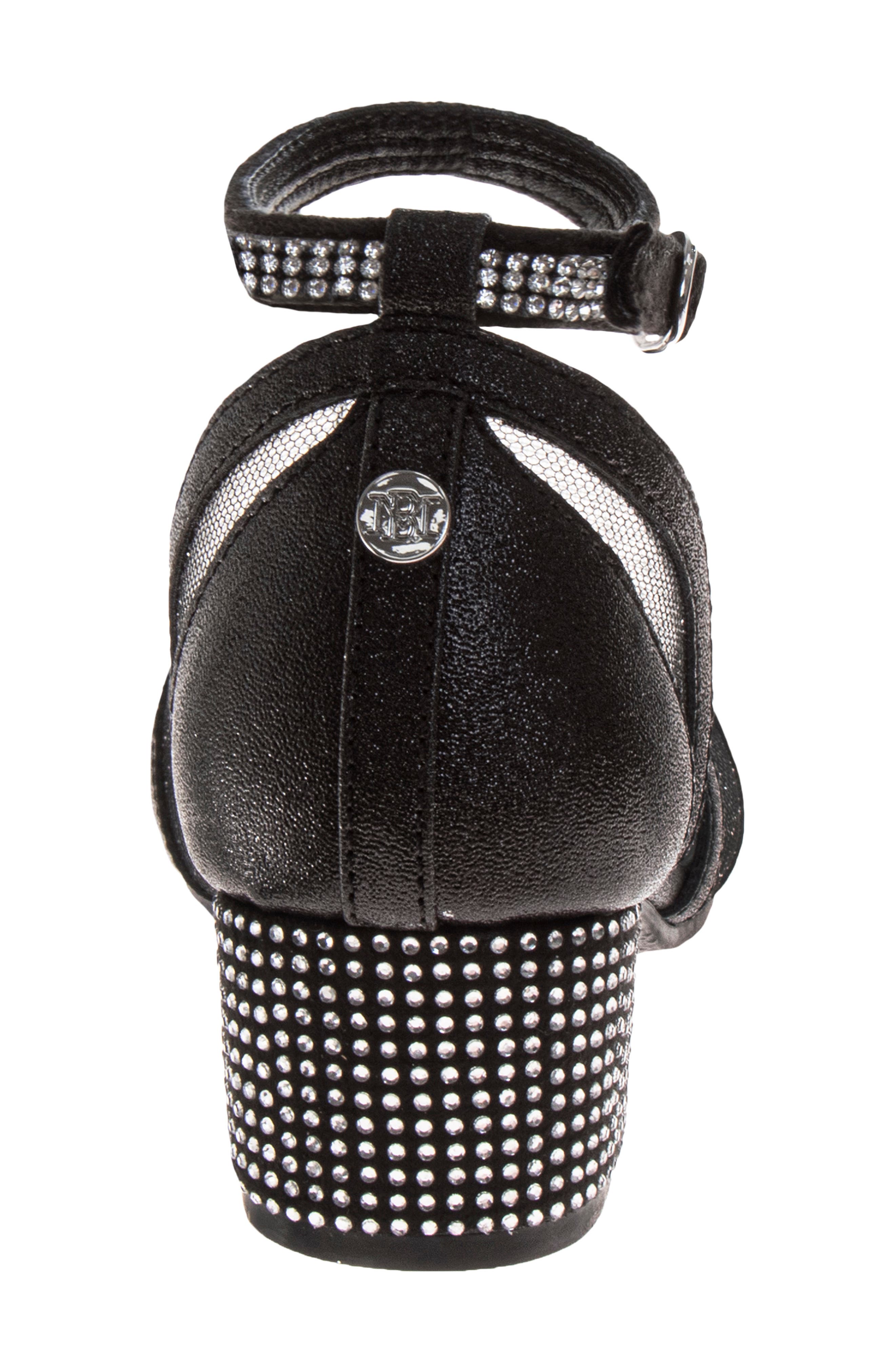 Badgley Mischka Collection Kids' Crystal Bow Ankle Strap Pump, Alternate, color, Black