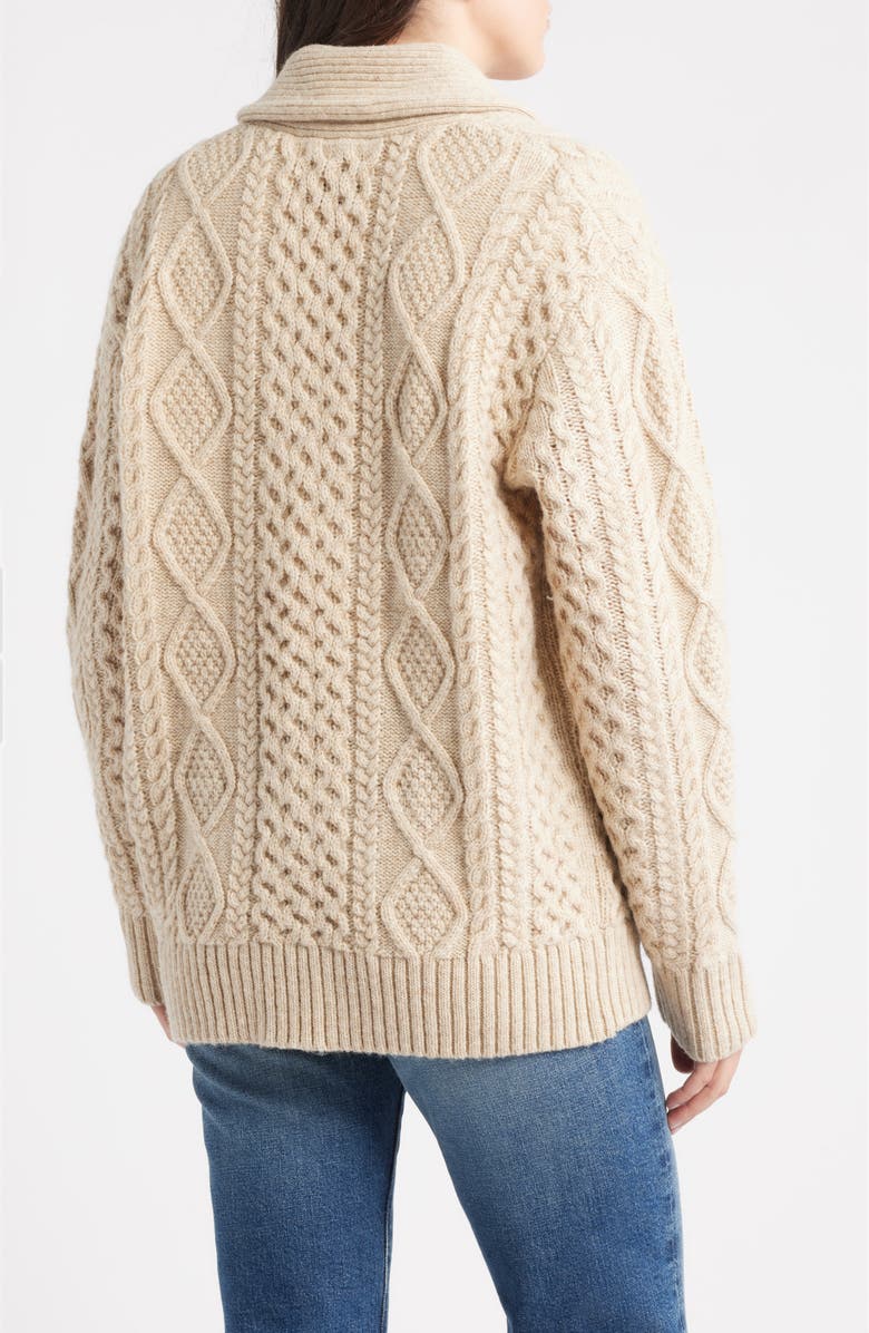 Pendleton Wool Fisherman Cardigan, Alternate, color, Driftwood