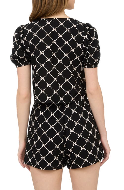BLU PEPPER BLU PEPPER PUFF SLEEVE TIE FRONT TOP