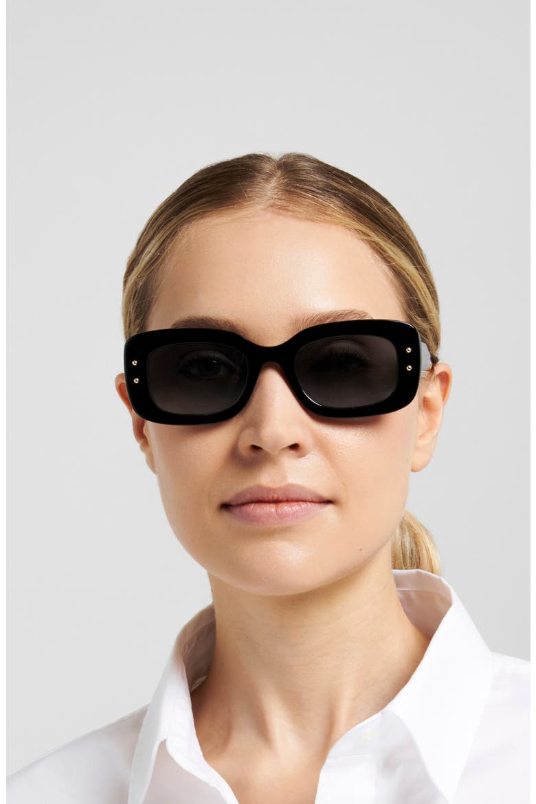 HER 0411/G/S/US 50mm Gradient Rectangular Sunglasses, Alternate, color, BLACK/ DARK GREY SF