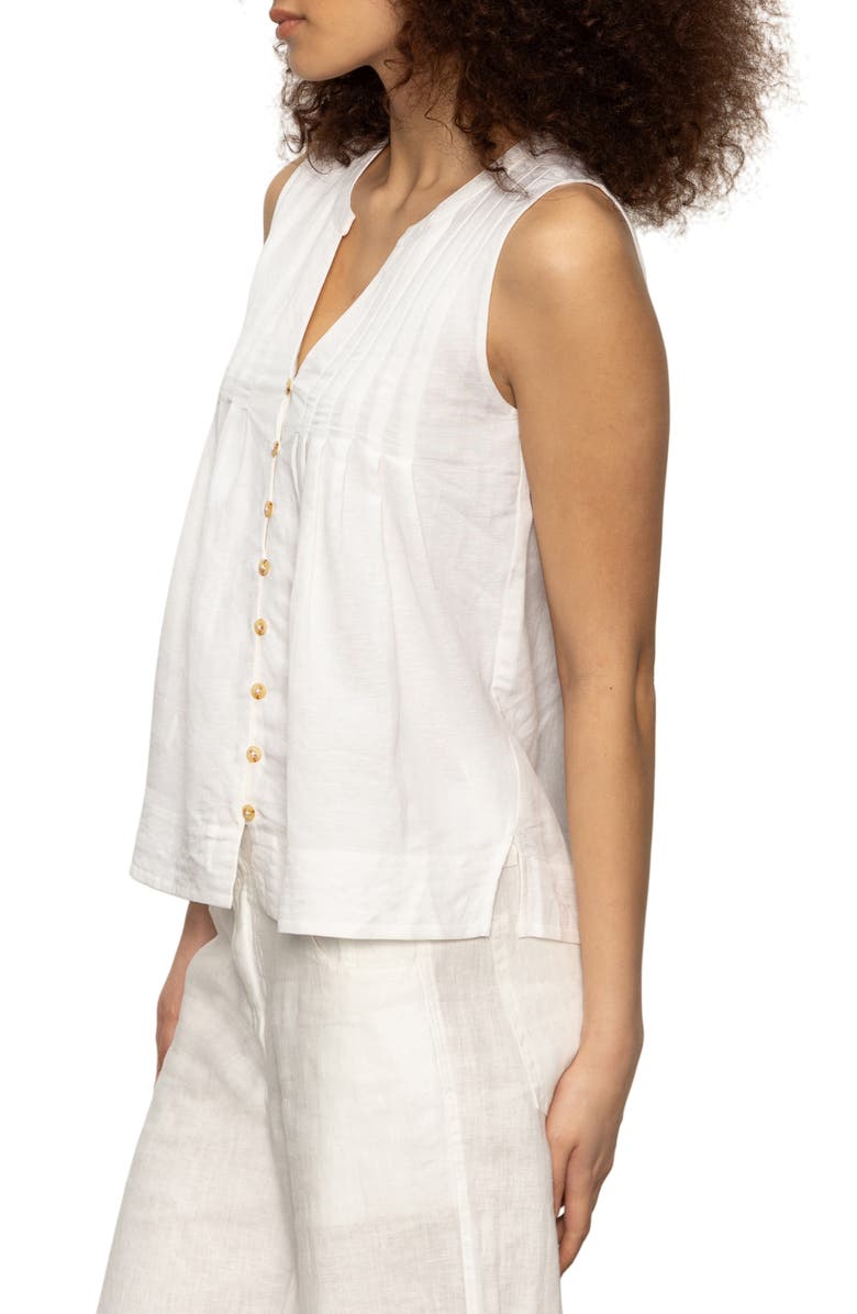 Sanctuary The Harmony Pintuck Pleat Linen Blend Tank, Alternate, color,