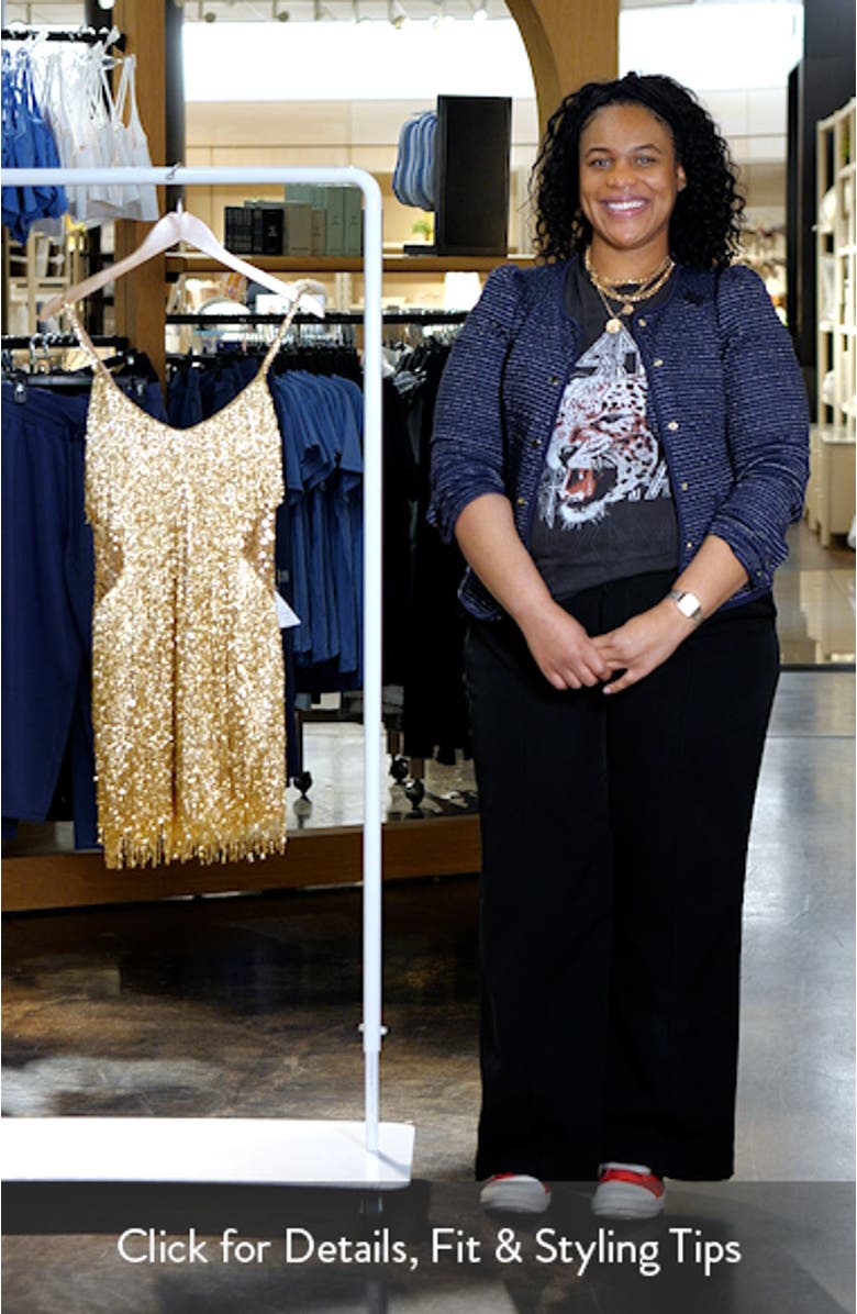 Tammy Gold Beaded Fringe Cocktail Minidress, sales video thumbnail