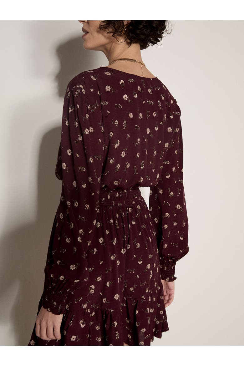V Neck Ruffle Neck Dress, Alternate, color, Burgundy