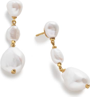 Nura Reef Triple Freshwater Pearl Drop Earrings