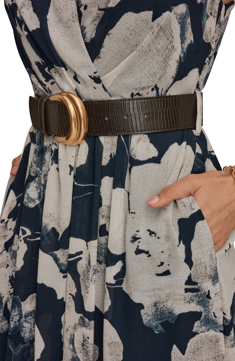 Donna Karan New York Belted Midi Dress, Alternate, color, Nightfall Multi