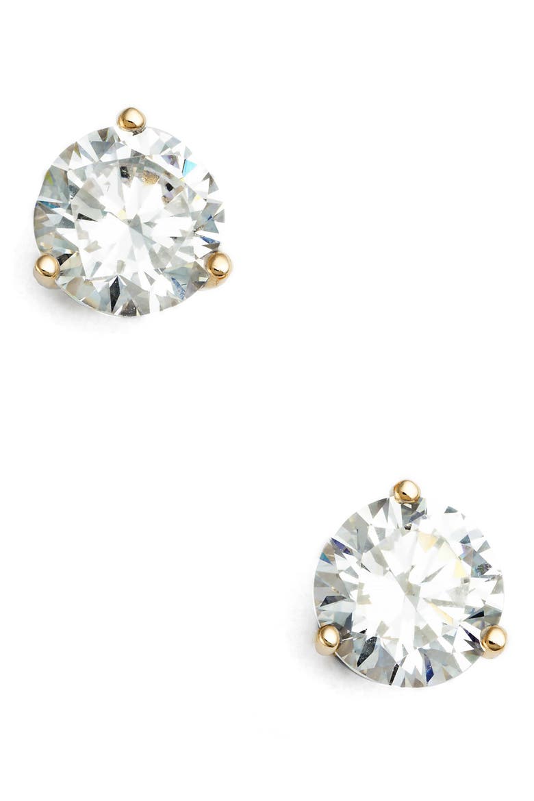 Gift Boxed Cubic Zirconia Stud Earrings - 2.0ct., Main, color, GOLD