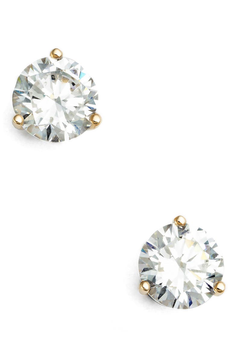Nordstrom Cubic Zirconia Stud Earrings - 2ct., Main, color, Clear- Gold Round
