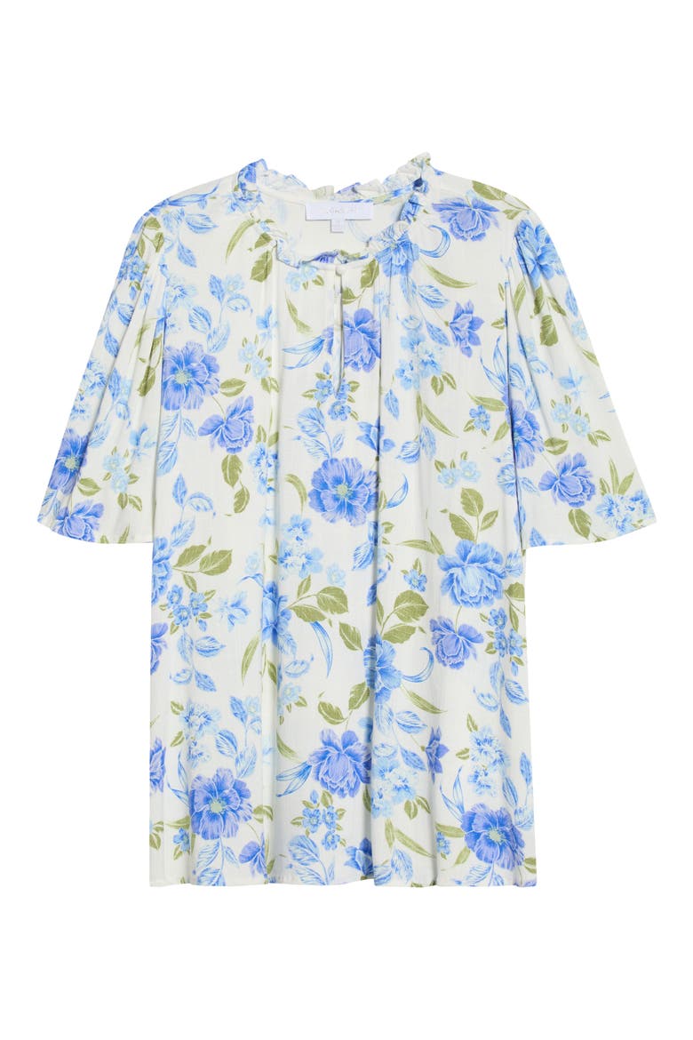 Milla Floral Print Woven Shirt, Alternate, color, WHITE-BLUE-GREEN
