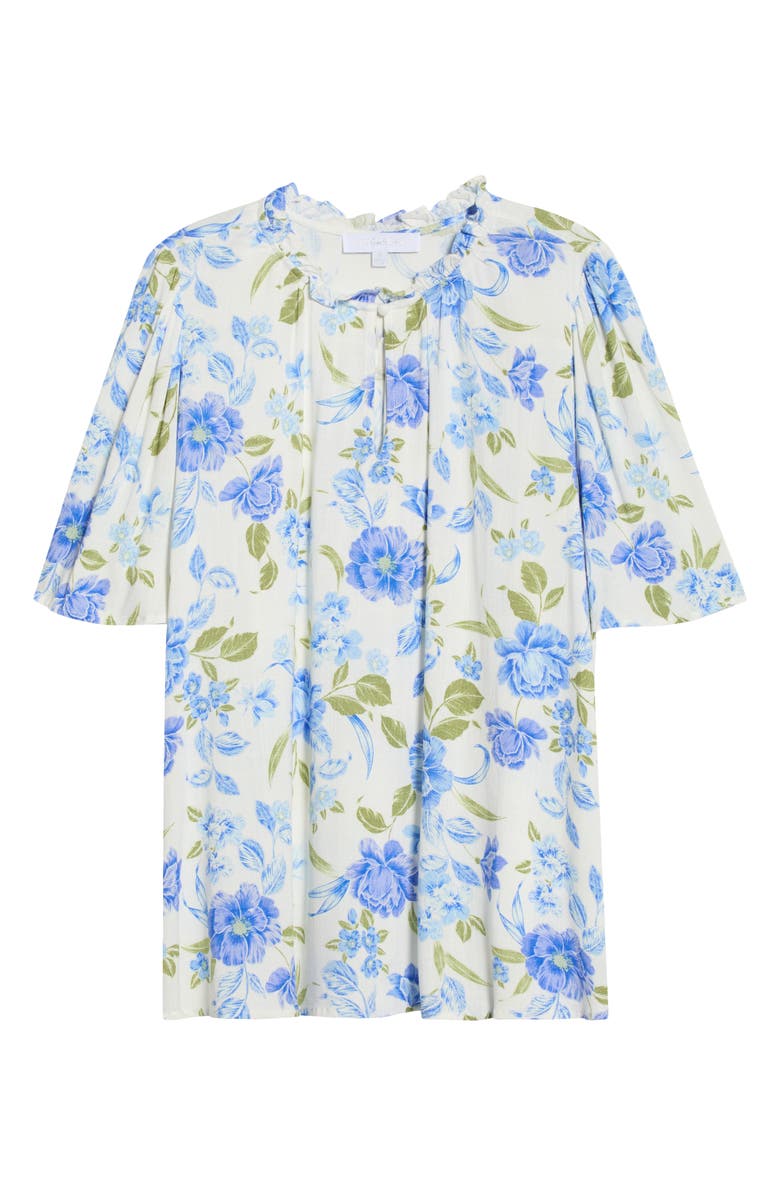 SUGARLIPS Milla Floral Print Woven Shirt, Alternate, color, White-Blue-Green