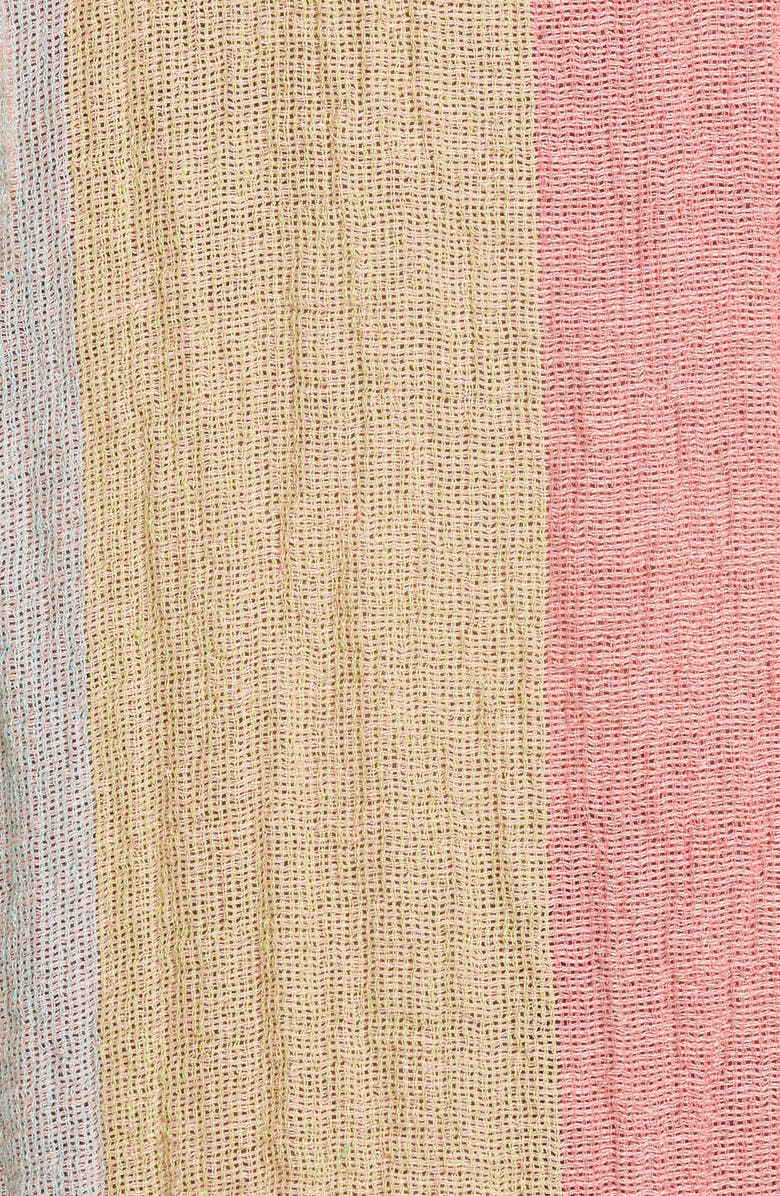 Lisa Marie Fernandez Awning Stripe Linen Blend Hooded Poncho Cover-Up, Alternate, color,