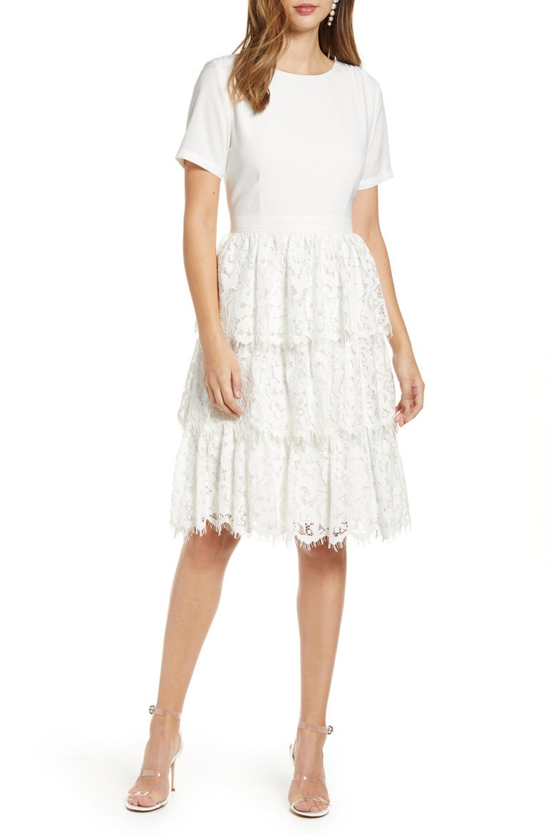 Mix Lace Dress, Main, color, IVORY CLOUD