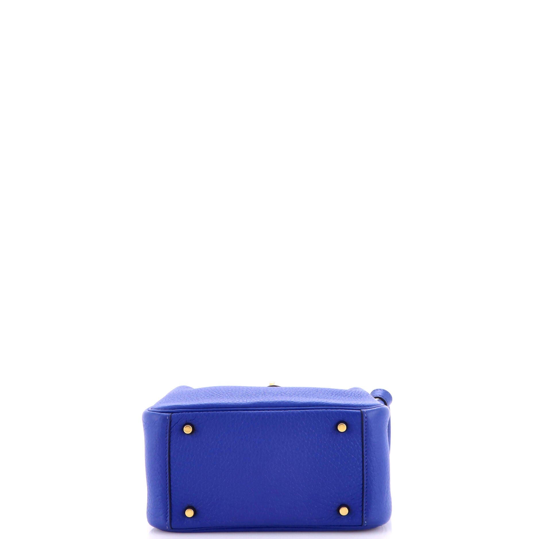 Pre-Owned Hermes Lindy Quadrille Bag Clemence with Canvas Mini, Alternate, color, Bleu Royal