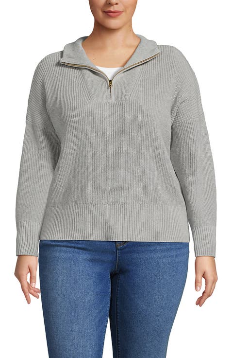 Plus Size Drifter Shaker Wedge Quarter Zip Sweater