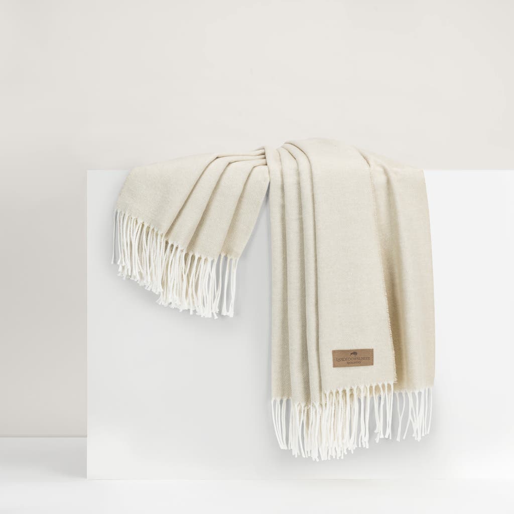Lands Downunder Dune Italian Herringbone Throw Blanket In Beige