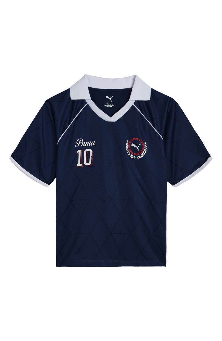 PUMA Kids' Raglan Sleeve Rugby Polo, Main, color, Blue/ Black
