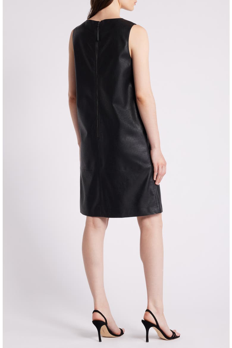 Washed Faux Leather V-neck Dress, Alternate, color, BLACK